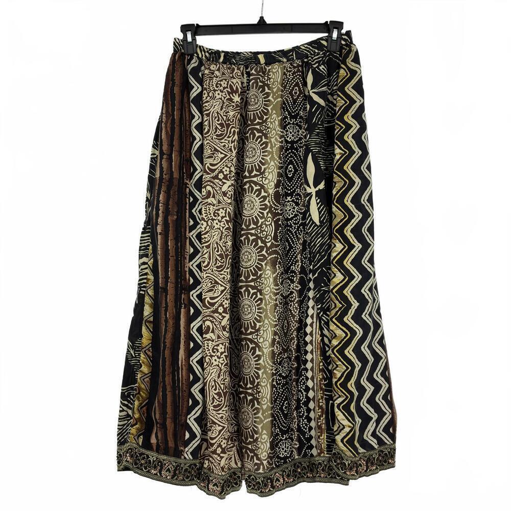 Chico's Silk Patchwork Maxi Skirt with Sequins